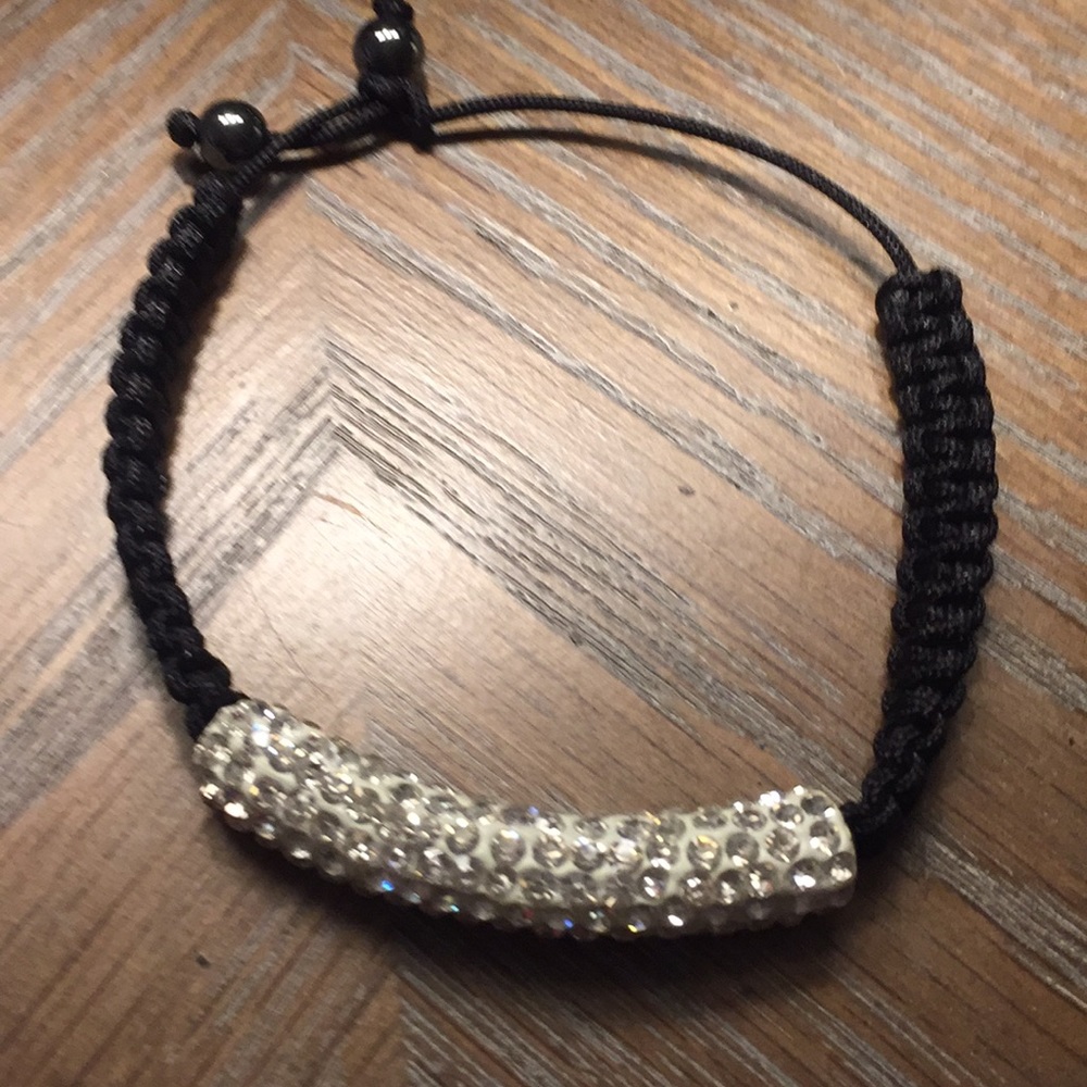 Anthropologie Rhinestone macrame handmade Woven bracelet